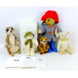 Four Steiff soft toy animals, comprising a Limited edition exclusive to Danbury Mint 'The Snowman'