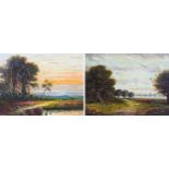 George McIntire (British, 19th century): a pair of landscapes, one with new paper label to back '