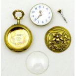 A Swiss Fin de Siecle 18K yellow gold lady's pocket watch, a/f damaged requiring repair, the