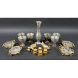 A set of six Cristofle goblet style silver plated egg cups, stamped 'Cristofle' to base rims, each