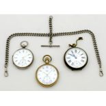 A group of three pocket watches, comprising a silver cased watch, 3.10toz, together with two