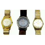 A group of three gentleman's wristwatches, comprising a Lacorda gold plated wristwatch, circular