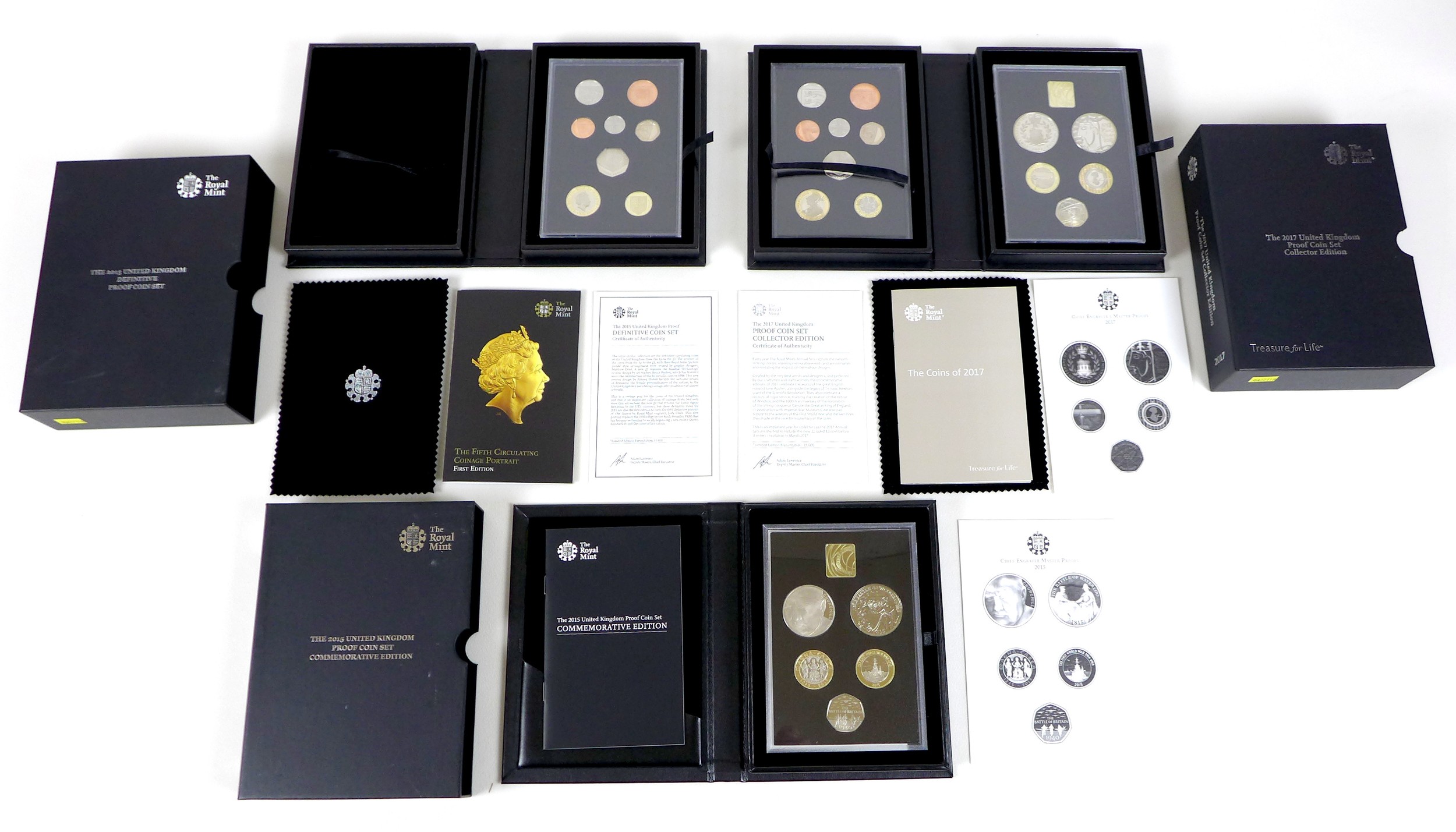 A group of five Elizabeth II Royal Mint UK proof coin sets, comprising 'The 2017 United Kingdom - Image 2 of 3