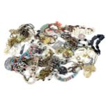 A collection of costume jewellery, comprising mostly necklaces. (1 box)