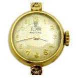 A Tudor Royal 9ct gold cased lady's wristwatch, circa 1960s, the circular silvered dial with