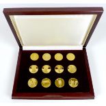 A John Pinches commemorative set of twelve medals, 'The Treasures of Pompeii', First Edition, struck