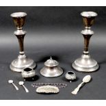 A group of silver items, comprising, 'Port' decanter label, 4.3 by 6.7cm, capstan inkwell