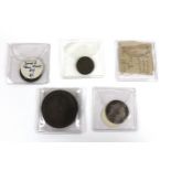 A small group of five Elizabeth I and later coins