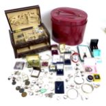 A large group of silver and costume jewellery, including rings, necklaces, pendants and brooches,