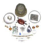 A group of silver and costume jewellery, including a silver bangle and ring, 22.7toz, an engraved