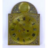 A late 18th century brass clock dial, by Lincolnshire maker Thomas Brodrick of Kirton, 30 by 43cm