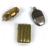 A group of three 19th century vesta cases, comprising a brass crab's claw shaped case, 5.4cm, a