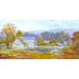 British School (20th century): Scottish landscape with canal and possible mill, unsigned, 30.5 by