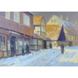 Danish School (20th century): Snowy street scene, oil on canvas, signed indistinctly lower left,