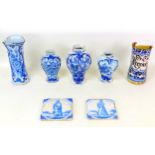 Seven 18th/19th century and later tin glazed and blue and white porcelain and stoneware, including a