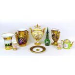 Eight pieces of 19th century style continental porcelain, including a Meissen style vase on stand,