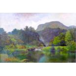 J. Davies (British school, 19th century): a mountainous landscape with stream oil on canvas,