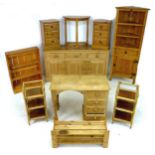A collection of pine and bamboo furniture