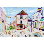 Simeon Stafford (British, b. 1956): 'Fore Street, St. Ives' oil on board, signed and dated '05.6.4',