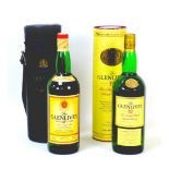 Two bottles of 1980s and later Glenlivet 12 years single malt whisky, comprising a 1970s/1980s