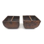 A pair of late 19th/early 20th century wooden Chinese rice buckets, both with single handles and