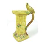 A vintage ceramic jug, by Waddenheath, circa 1960, modelled as a budgerigar perched on a column with