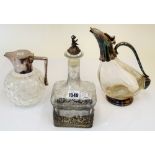 A Dutch silver mounted glass liqueur decanter, of waisted rectangular form,