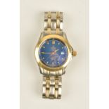 An Omega Seamaster 120 m steel and gilt metal circular cased gentleman's bracelet wristwatch,