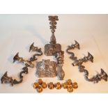 A pair of Austrian three light table candelabra,