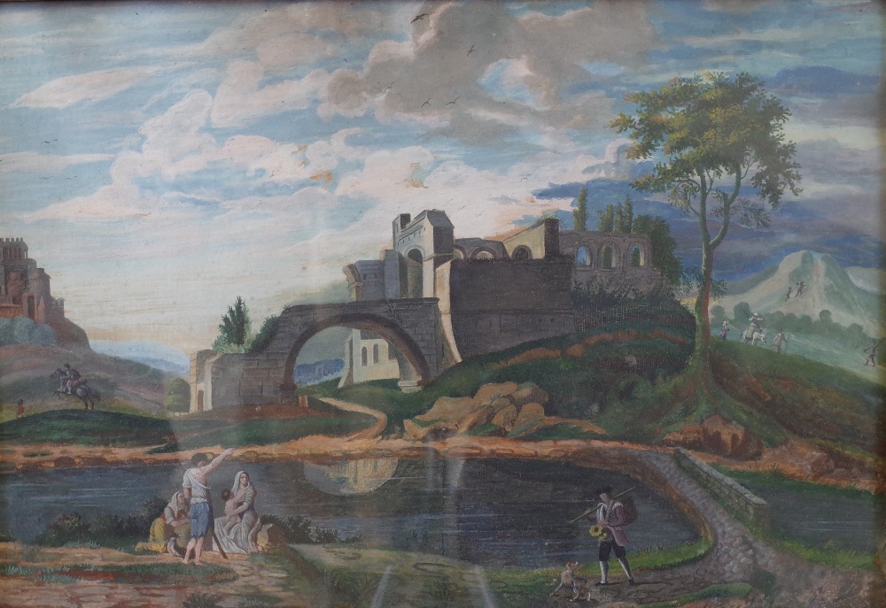 Italian School, early 19th Century, Figures in an Arcadian landscape, gouache,