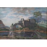 Italian School, early 19th Century, Figures in an Arcadian landscape, gouache,