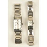 A Dunhill quartz steel rectangular cased gentleman's bracelet wristwatch,