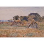 Claude Hayes (British, 1852-1922), Harvesting hay, signed 'Claude Hayes' (lower left), watercolour,