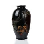 A large and impressive Japanese bronze vase, Meiji period,