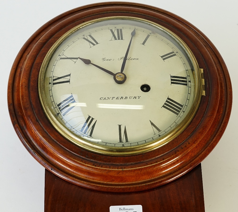 A small 19th century mahogany Drop Dial wall timepiece, - Image 2 of 10