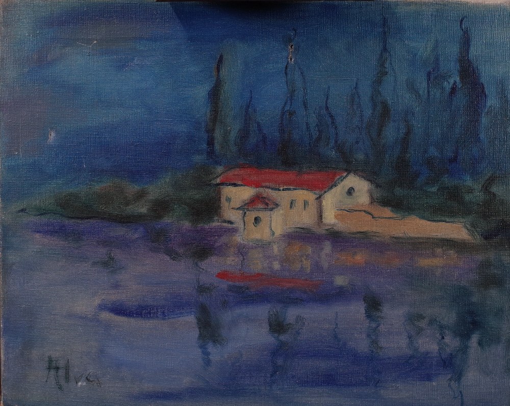 Siegfried Alva (German, 1901-1973), On the River, San Viglio, signed 'Alva' (lower left),