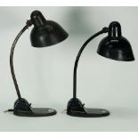 Two Bauhaus design Siemens TL3650 black painted metal desk lamps, circa 1930,