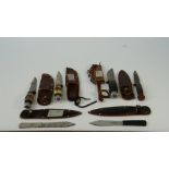 William Rodgers, Sheffield, four early 20th century hunting knives and two throwing knives,