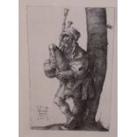 After Albrecht Durer, The Bagpiper, engraving, 11.