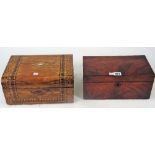 A mid-19th century mahogany rectangular tea caddy, with twin lidded interior, 30cm wide x 14cm high,