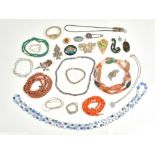 A group of mostly costume jewellery, comprising; six brooches and pins,