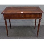 A 19th century French single style drawer side table on turned supports, 86cm wide x 71cm high.