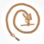 An 18ct gold curb link watch Albert chain,