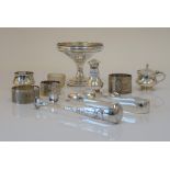 Silver and silver mounted wares, comprising; a pedestal bonbon dish (loaded), a napkin ring,