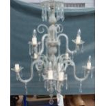 A 20th century Italian style glass nine light chandelier with spiral twist branches over two tiers