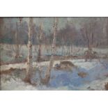 Ernest Matthews (British 20th Century), Silver birches in the snow,