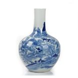 A large Chinese blue and white bottle vase,