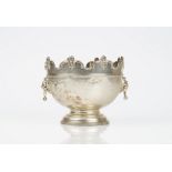 A late Victorian silver rose bowl modelled as a small monteith style bowl,