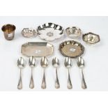 A group of European and plated wares, comprising; a set of six French teaspoons, weight 180gms,