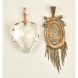 A Victorian oval pendant locket, circa 1860, with applied bead and wirework decoration,